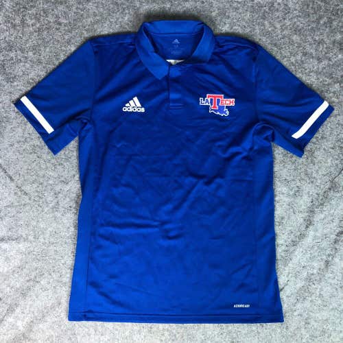 Louisiana Tech Bulldogs Mens Shirt Medium Adidas Polo Blue White Football NCAA A