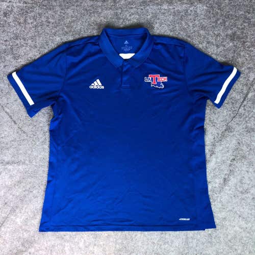 Louisiana Tech Bulldogs Mens Shirt Extra Large Adidas Polo Blue White Football