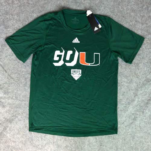Miami Hurricanes Womens Shirt Large Adidas Green Tee Short Sleeve Football NWT