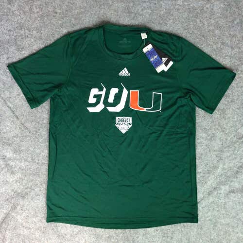 Miami Hurricanes Womens Shirt Large Adidas Green Tee Short Sleeve Football NWT