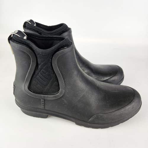 UGG Chevonne Black Waterproof Chelsea Womens Rubber Sheepskin Rain Boots Size: 8