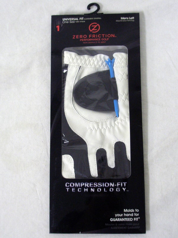 Zero Friction Performance Glove w/ Magnet Patch (White, LEFT, UNIVERSAL FIT) NEW