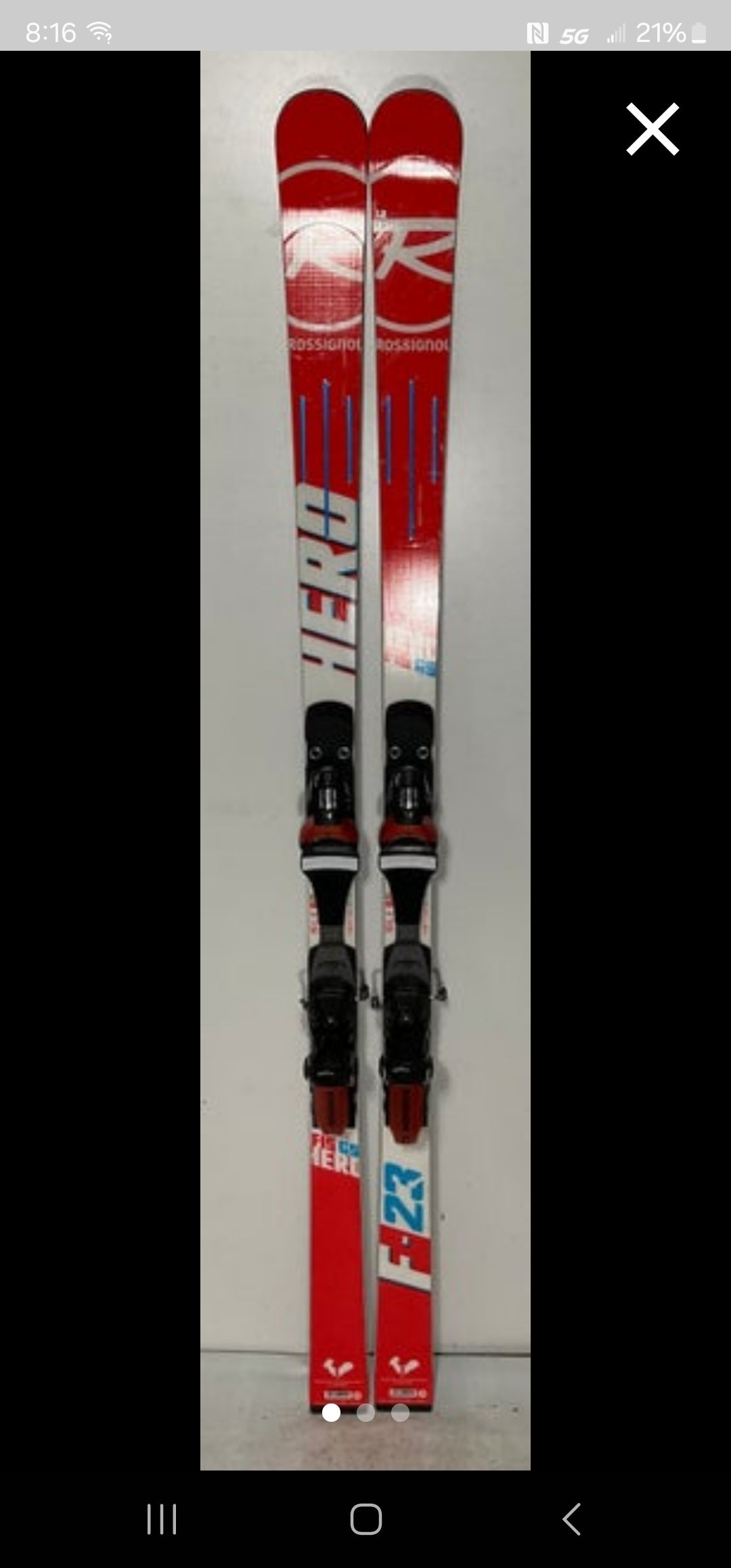 Used Rossignol 175cm Hero FIS GS Race Skis With Rossignol