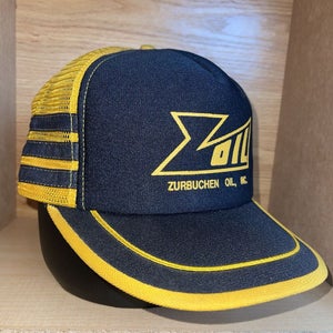 Vintage Zurbuchen Oil Verona Wisconsin Snapback Hat Triple Stripe Trucker Cap