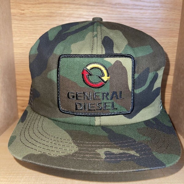 Vintage General Diesel Camo Patch Snapback Hat Trucker K-Products USA
