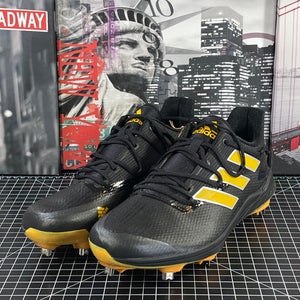 ADIDAS Mens Sz 10 Adizero Afterburner 8 Black Yellow Baseball Cleats  H00974 NEW