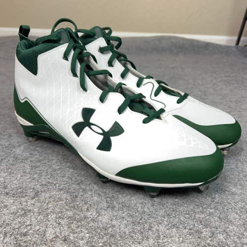 Under Armour Mens Football Cleat 16 White Green Shoe Lacrosse Nitro Select Mid