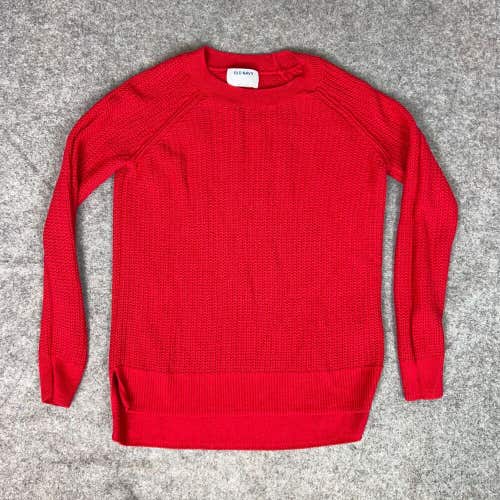 Old Navy Womens Sweater Small Red Long Sleeve Casual Knit Lightweight Career