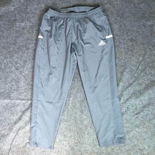 Adidas Womens Pants 2XL XXL Gray White Track Ankle Zip Gym Performance Sweatpant