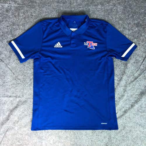 Louisiana Tech Bulldogs Mens Shirt Large Adidas Polo Blue White Football NCAA A3