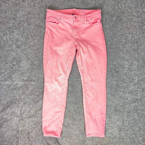 Gap Womens Jeans 8 / 29 Pink Skinny Denim Pant Mid Rise Light Wash Legging Crop