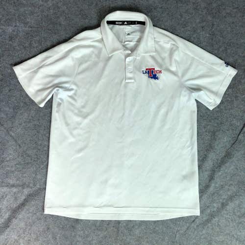 Louisiana Tech Bulldogs Mens Shirt Large Adidas Polo White Blue Football NCAA