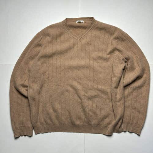 Apt 9 100% Cashmere V-Neck Sweater Light Brown Beige Long Sleeve Sz XL