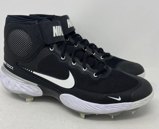 Nike Alpha Huarache Elite 3 Mid Metal Baseball Cleats Black Size 12 CK0745-001