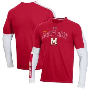 NWT men's M/medium Under Armour Maryland Terrapins Terps Long Sleeve T-Shirt/tee BSBL