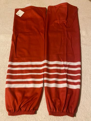 Ice Hockey Game Socks Edge Style Adult Red with White New