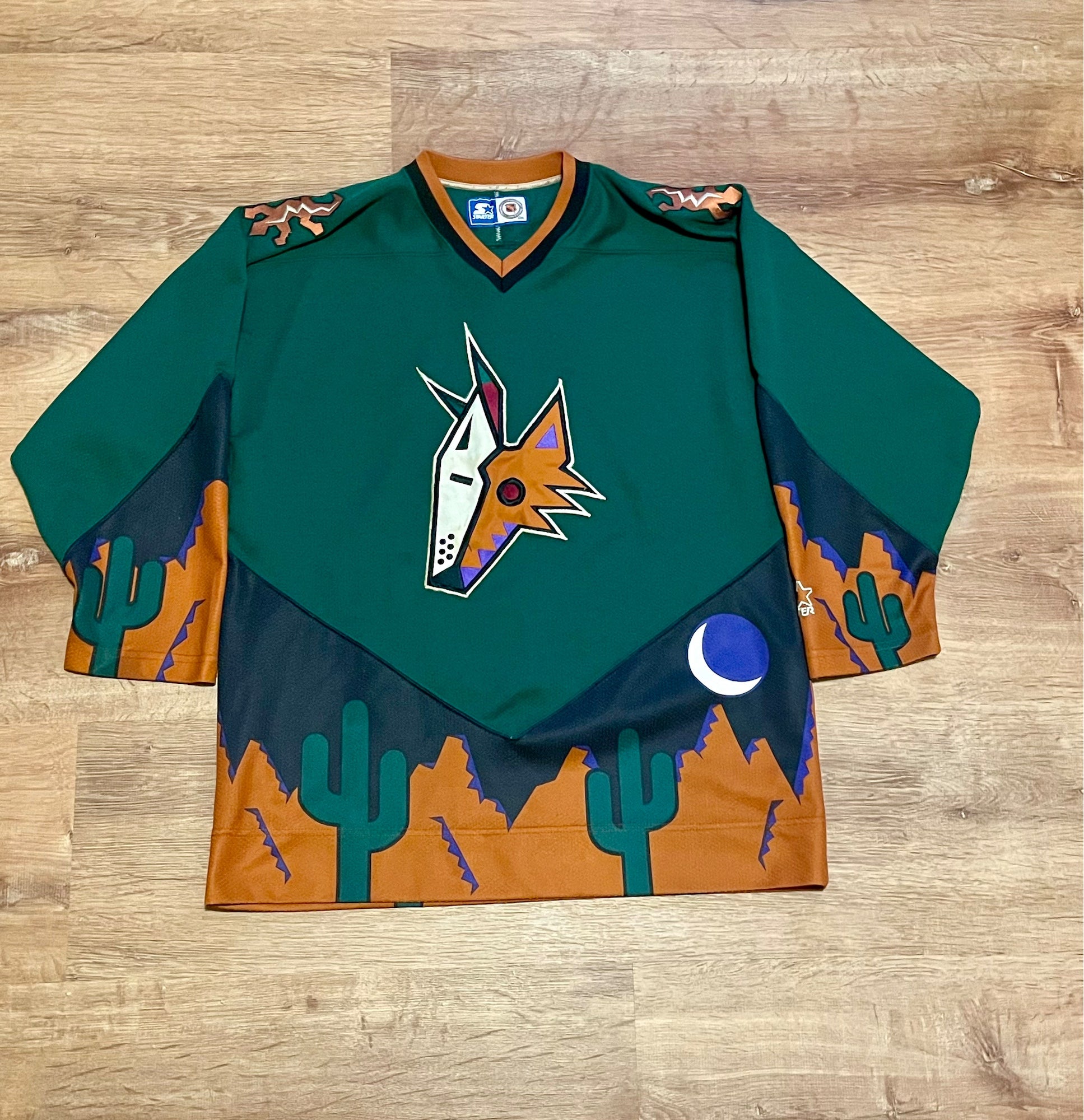Maillot Vintage Phoenix Coyotes Kachina Starter - Taille L/XL Jeunesse, Vert, Polyester, Occasion
