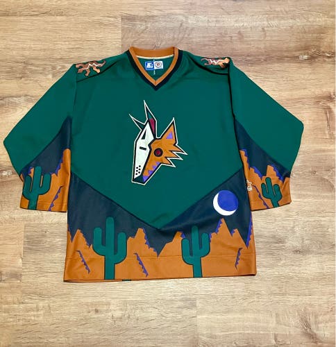 Men's Vintage Starter Phoenix Arizona Coyotes Kachina Peyote Jersey Green (M)