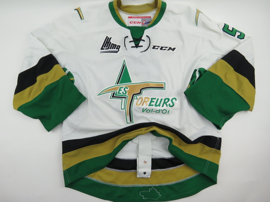 CCM Les Foreurs de Val-d'Or Game Worn QMJHL Pro Stock Hockey Jersey White 56 #5
