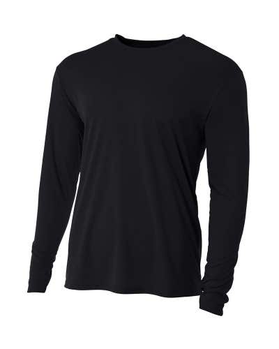 A4 Mens N3165 Cooling Performance Size Large Black Long Sleeve Soccer Jersey NEW