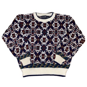 Vintage Van Heusen Knit Pattern Geometric Sweater Womens Size XL