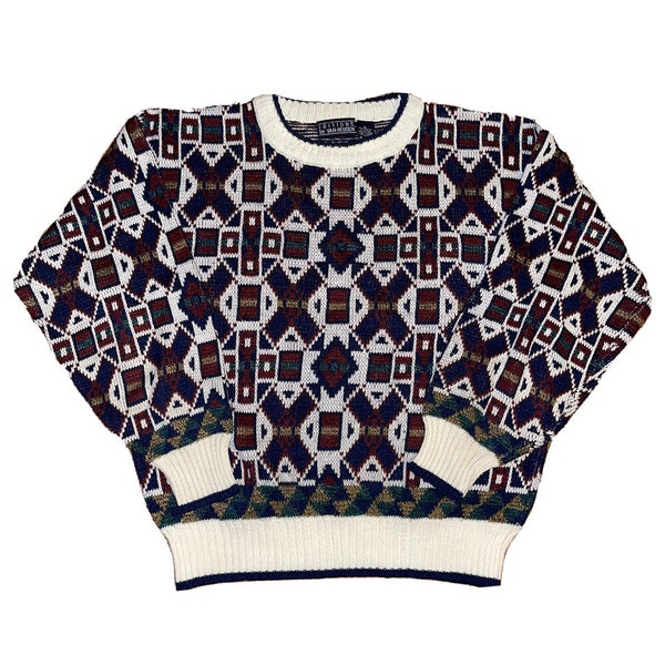 Vintage Van Heusen Knit Pattern Geometric Sweater Womens Size XL