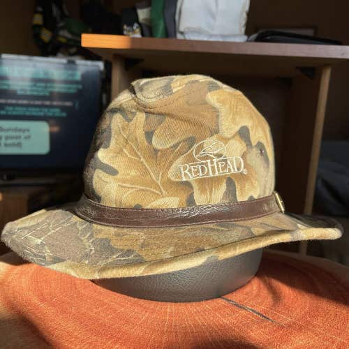 Vintage Red Head Leaf Duck Camo Cowboy Hat Cap Rare