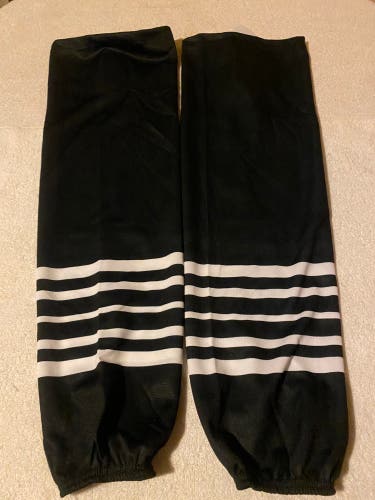Ice Hockey Game Socks Edge Style Adult Black With White New With Tags