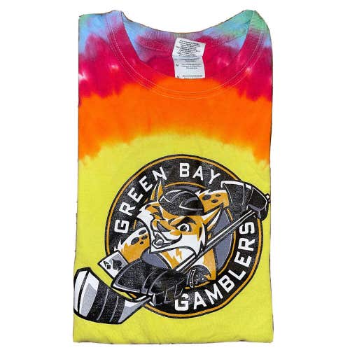 Green Bay Gamblers Tie Dye Hockey T-Shirt Wisconsin Packers Hippy Size Medium