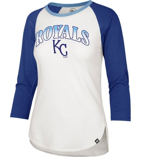 ‘47 Women's Kansas City Royals Raglan 3/4 T-Shirt XL White 381600SJ485081