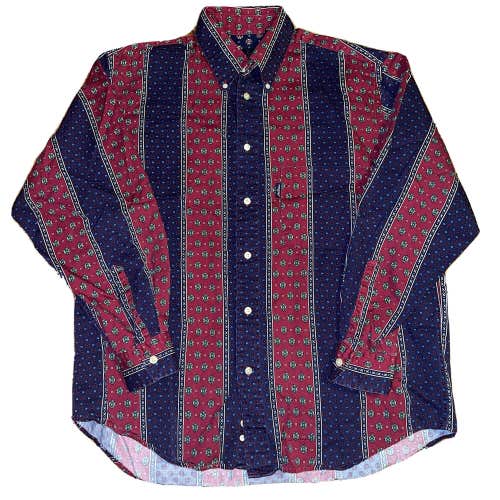 Jack Nicklaus Button Up Color Block Striped Shirt Mens Size Large