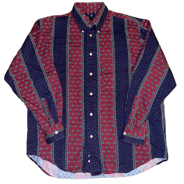 Jack Nicklaus Button Up Color Block Striped Shirt Mens Size Large