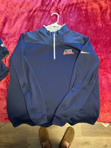 USA Hockey NTDP Team Issued Nike 1/4 Zip (Smoke Free) Mint Condition
