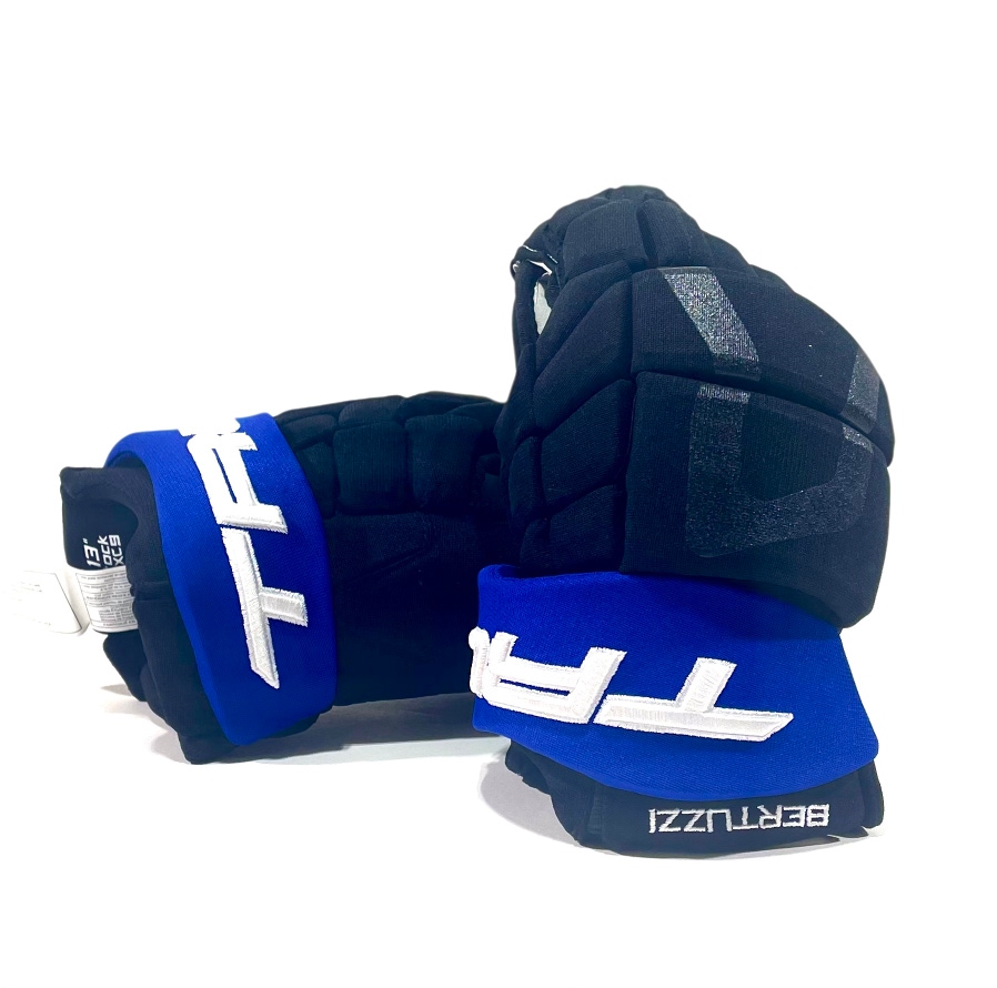 New 13" XC9 NHL Pro Stock Gloves Toronto Maple Leafs Alternates (Black/Blue) - BERTUZZI