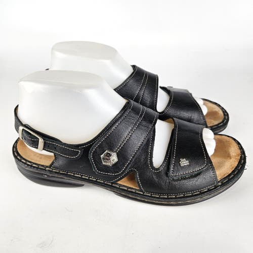 Finn Comfort Womens Milos Nappaseda Leather Black Slingback Sandals Size 40D / 9