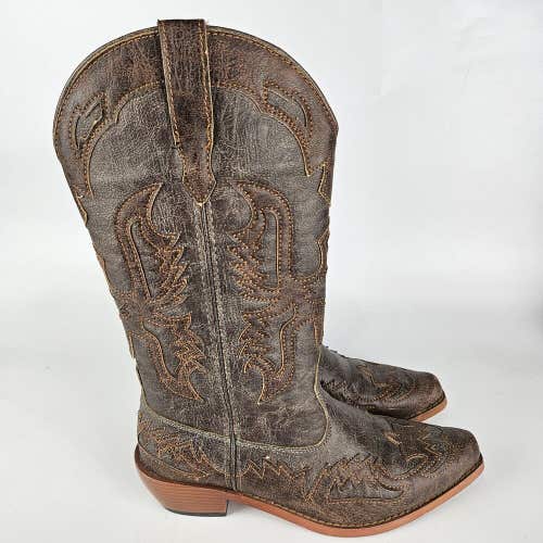 Roper Eagle Womens Brown Faux Leather Amelia Cowboy Western Boots Size: 7.5