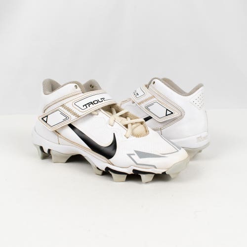 Nike Force Trout 8 Keystone Youth Kid's Size 4.0 Cleats High Top White USED