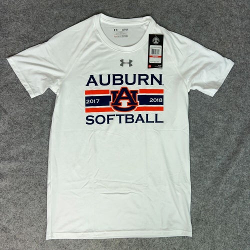 Auburn Tigers Mens Shirt Extra Small Under Armour White Tee Short Sleeve NCAA