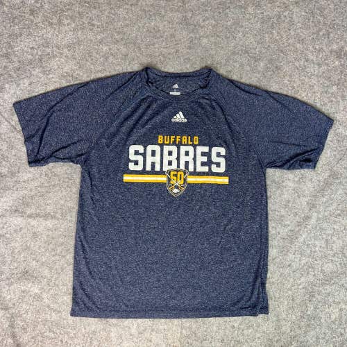 Buffalo Sabres Mens Shirt Small Adidas Navy Gold Short Sleeve Tee Ice Hockey