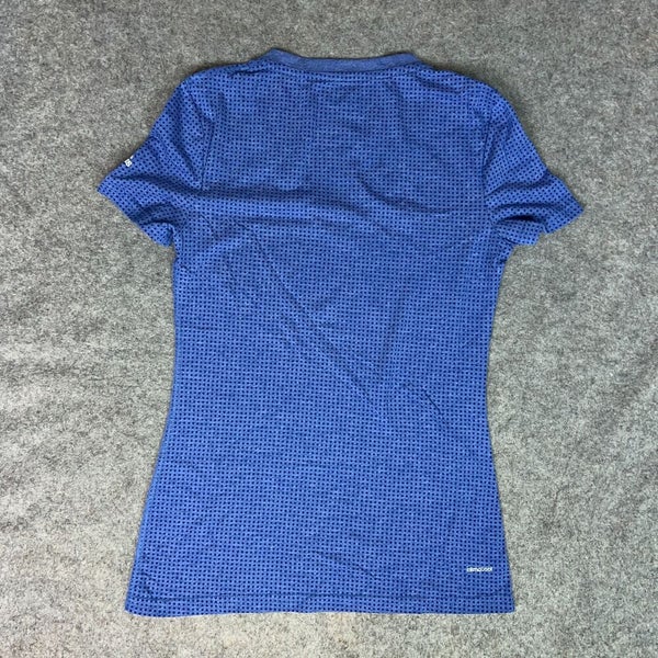 Kansas Jayhawks Womens Shirt Small Adidas Blue White Tee Short Sleeve NCAA Sport