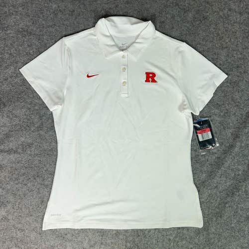 Rutgers Scarlet Knights Womens Shirt Large Nike Polo White Red Golf NCAA NWT