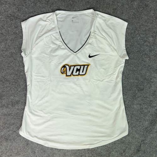 VCU Rams Womens Shirt Medium White Black Nike NCAA Basketball Dri Fit Top Sport