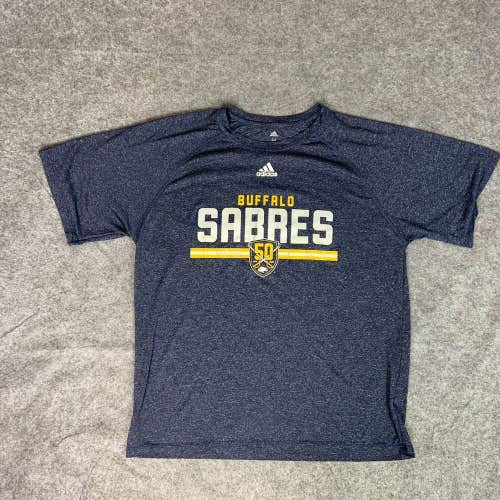 Buffalo Sabres Mens Shirt Medium Adidas Navy Gold Short Sleeve Tee Ice Hockey