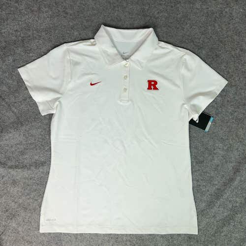 Rutgers Scarlet Knights Womens Shirt Extra Large Nike Polo White Red NCAA NWT
