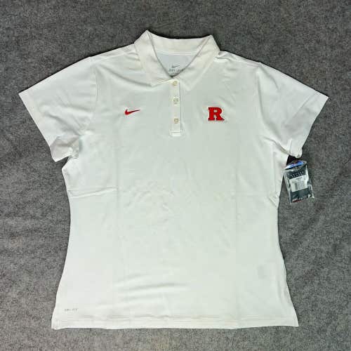 Rutgers Scarlet Knights Womens Shirt 2XL XXL Nike Polo White Red NCAA Golf NWT