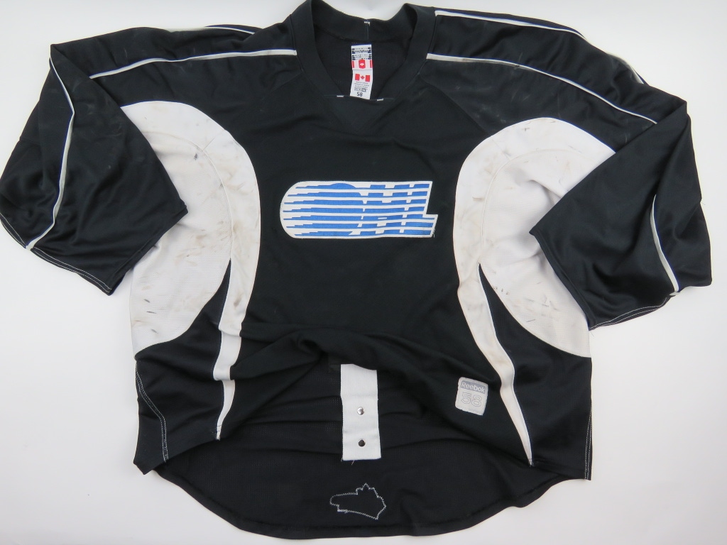 Reebok Practice Worn Authentic OHL Pro Stock Ice Hockey Jersey Black 58 GOALIE