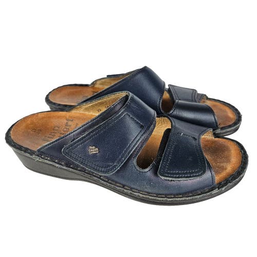 Finn Comfort Jamaica Navy Blue Leather Sandals Women's Size: 39 D / US 8
