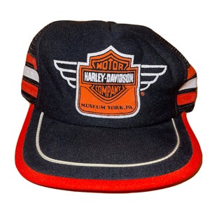 Vintage Harley Davidson Museum Snapback Trucker Hat 3 Three Stripes USA York PA