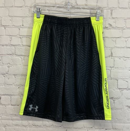 Under Armour Youth Boys 1242850 Size Large Black Yellow Soccer Shorts NWT $25
