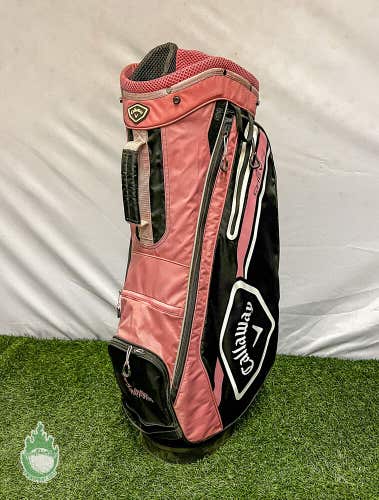 Used Callaway CHEV 14 Way Golf Cart Bag Pink Embroidered Las Vegas National
